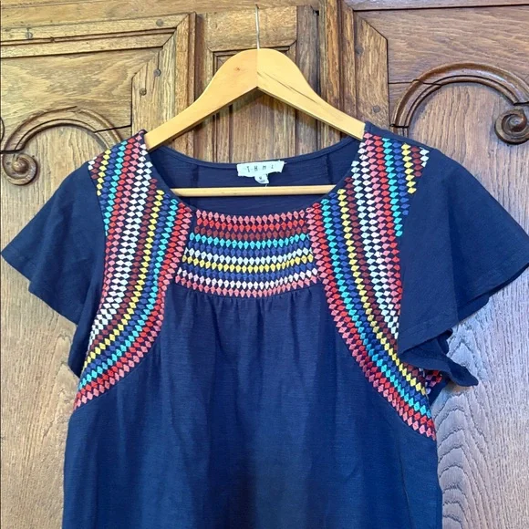 THML Navy Top with Multicolor Embroidery - Picture 3 of 9